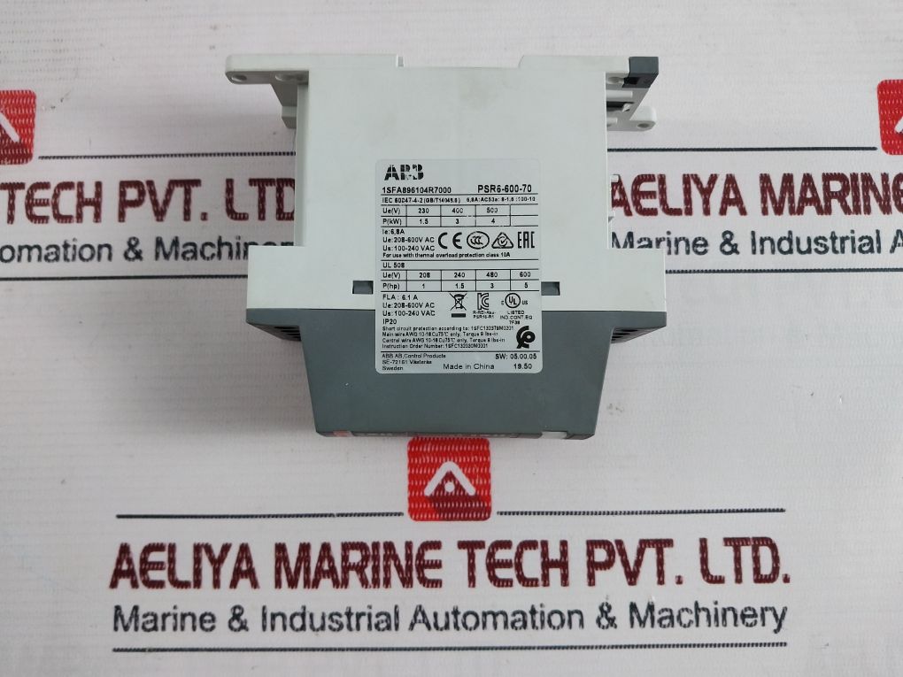 Abb Psr6-600-70 Soft Starter Motor Power 208-600V Ac