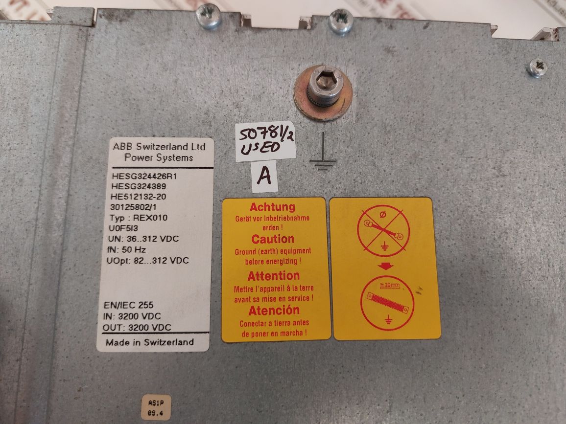 Abb Rex010 Earth Fault Protection Unit