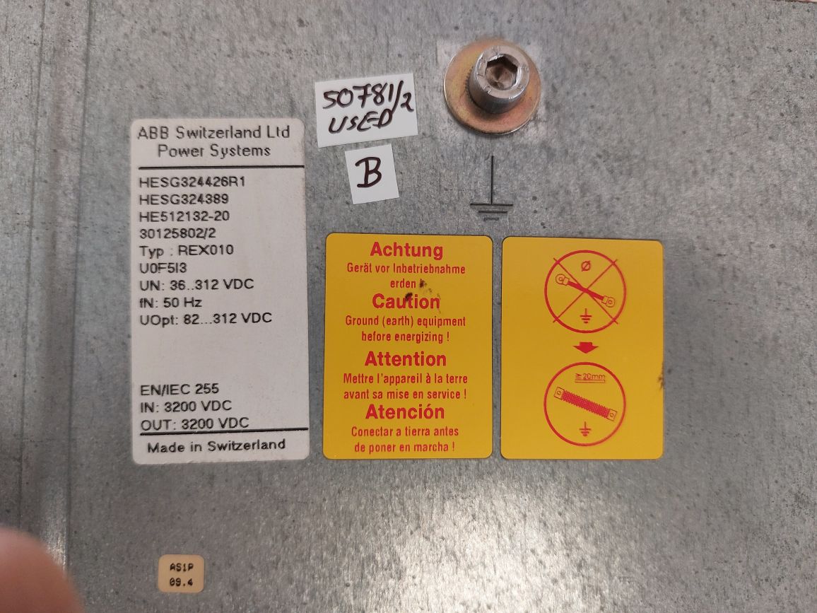 Abb Rex010 Earth Fault Protection Unit