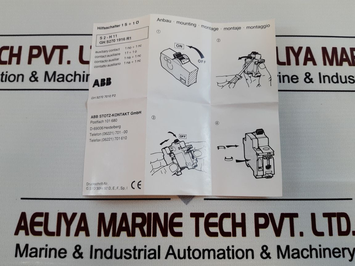 Abb s2-h11 auxiliary switch gh s270 7010 p2