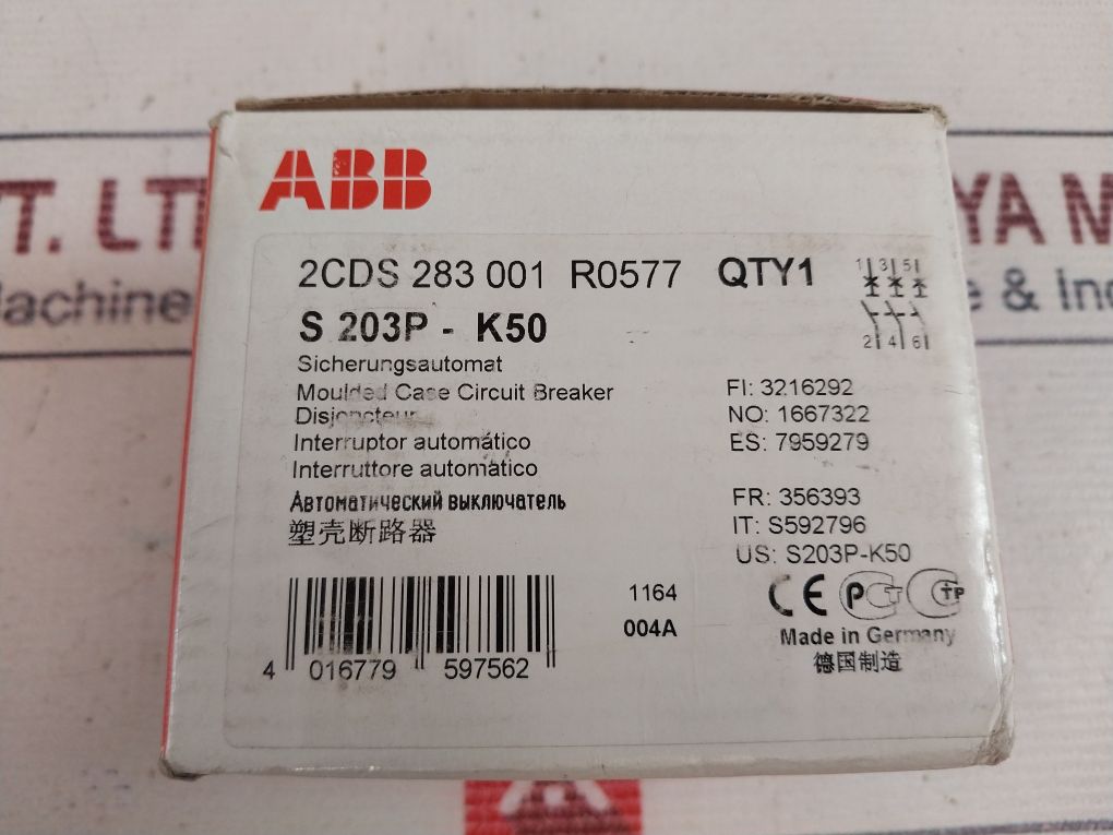 Abb S203P-k50 Moulded Case Circuit Breaker