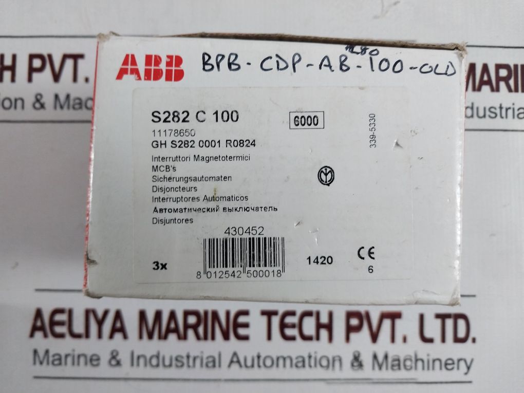 Abb S282 C 100 Circuit Breaker Gh S282 0001 R0824