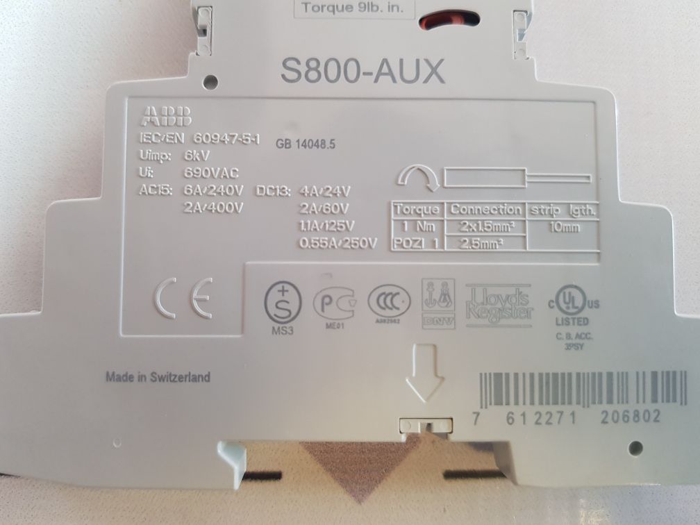 Abb S800-aux Auxiliary Contact With Screw Terminal 2Ccs800900R0011