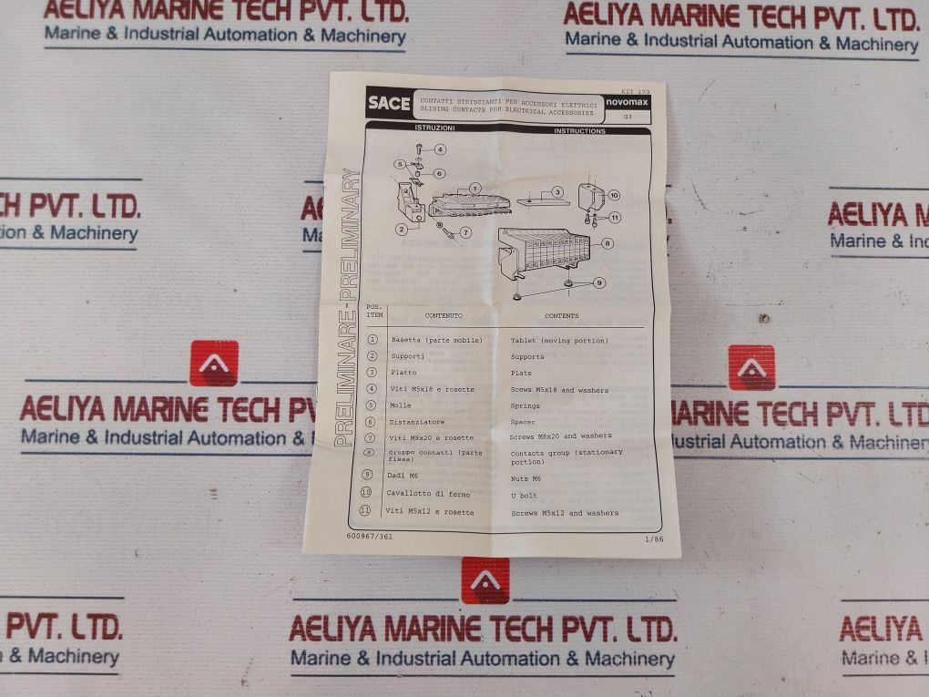 Abb Sace 600967/361 Sliding Contacts For Electrical Accessories
