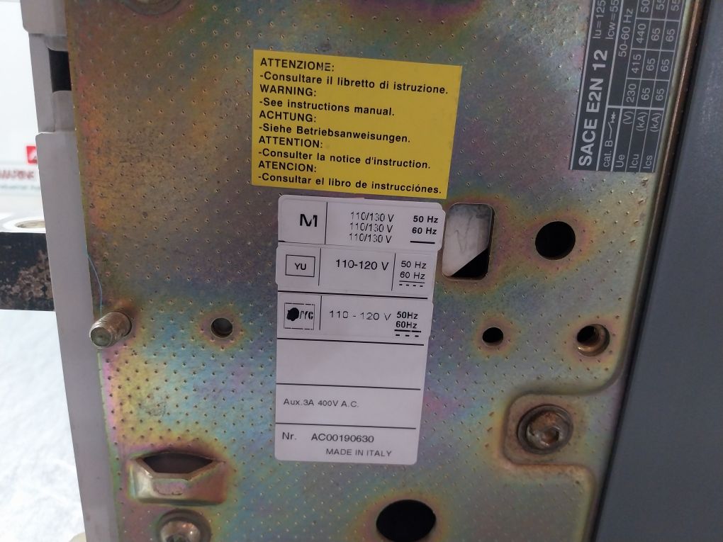 Abb Sace E2N 12 Circuit Breaker 1250A Ac00190630
