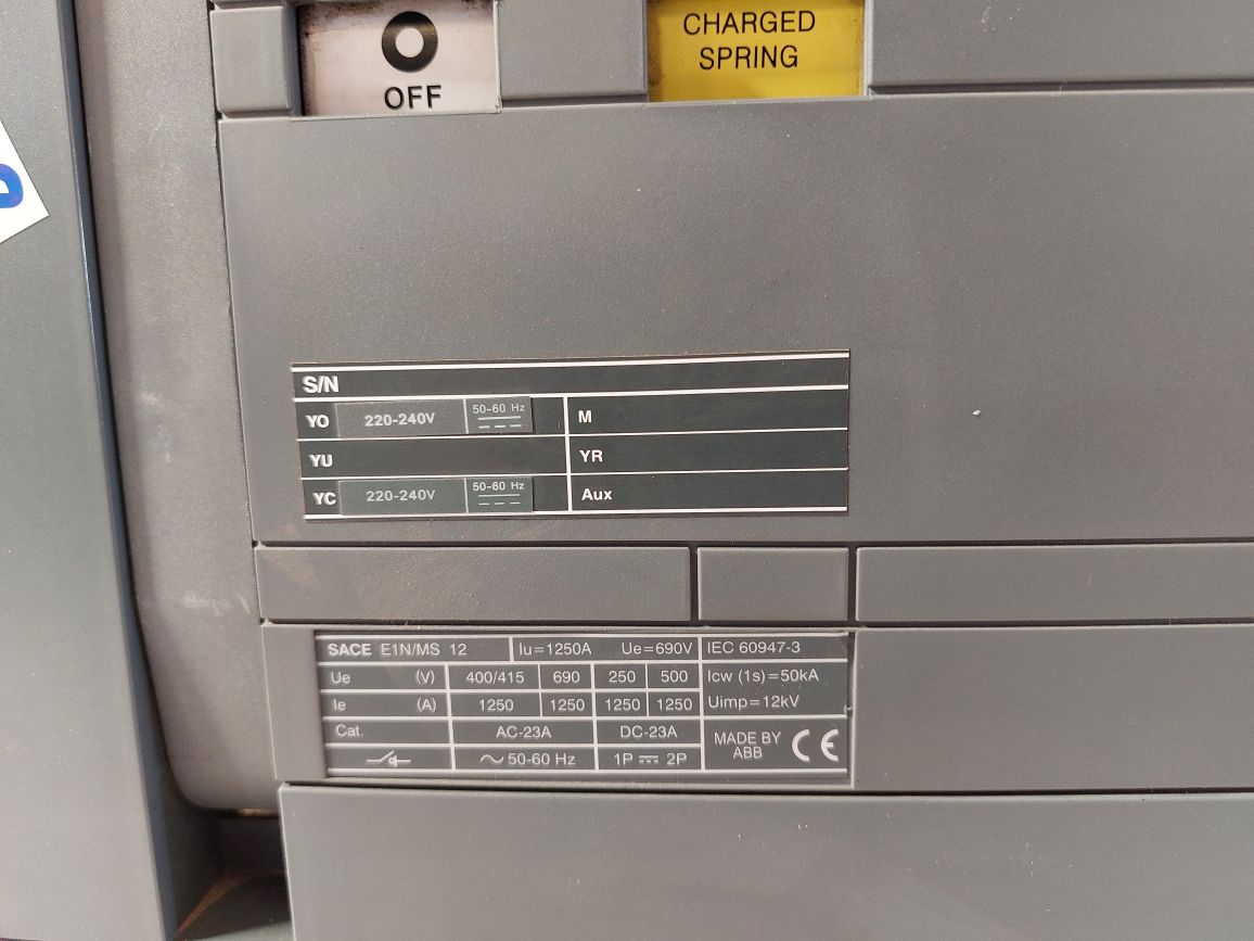 Abb Sace Emax E1N/Ms 12 Circuit Breaker