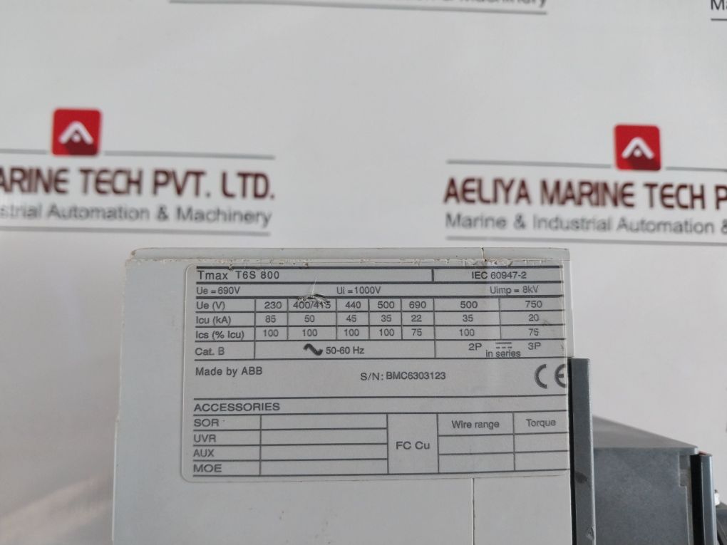 Abb Sace Tmax T6S 800 Circuit Breaker With Abb Sace Tmax