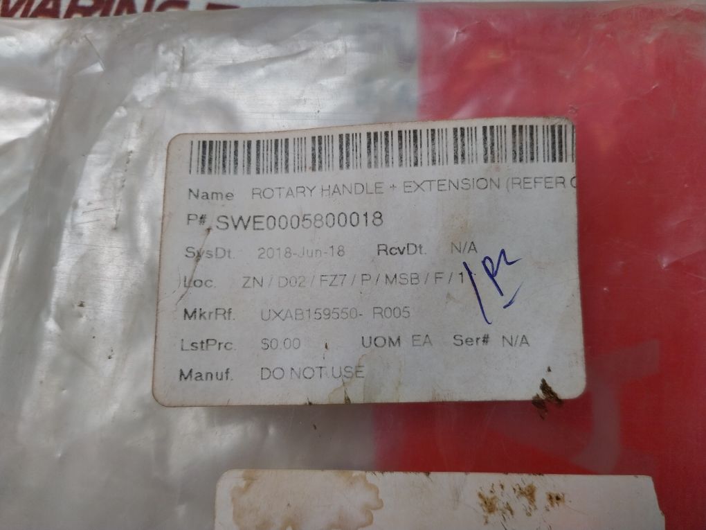 Abb Sace Uxab 159550-r005 Rotary Handle Operating Mechanism