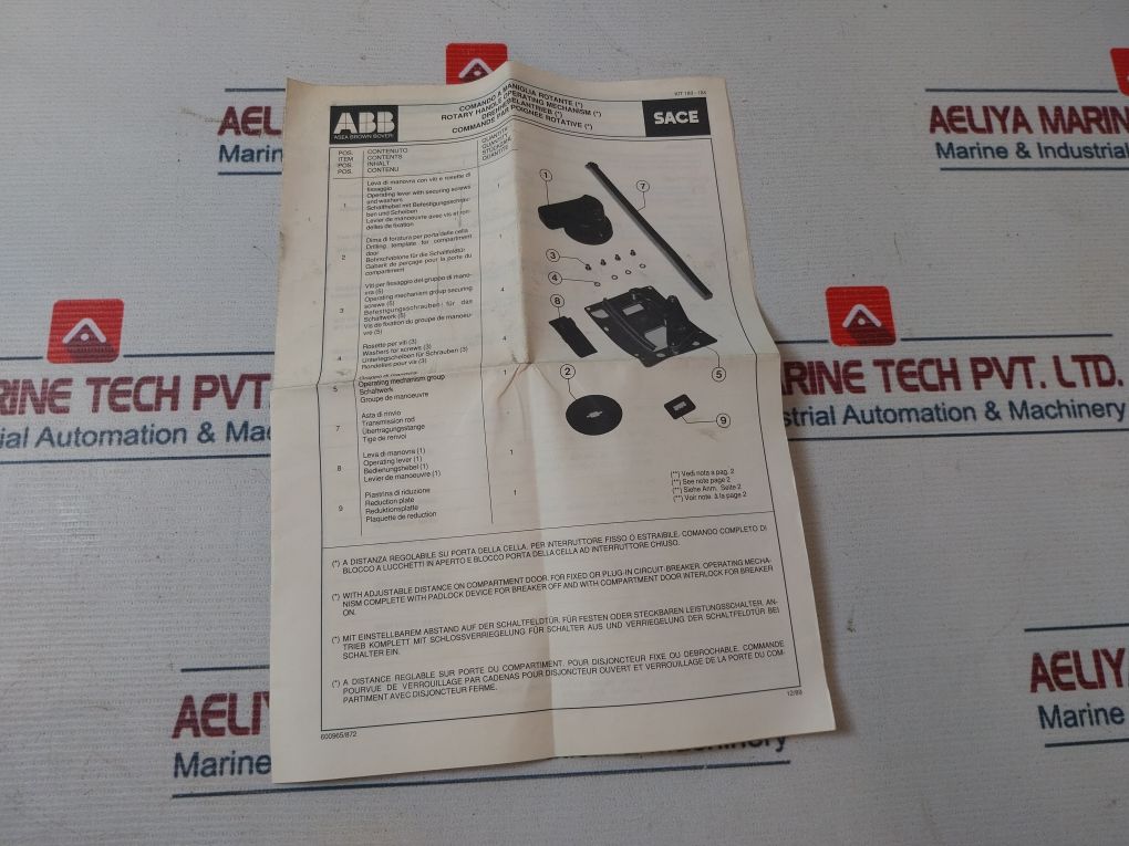 Abb Sace Uxab 159550-r005 Rotary Handle Operating Mechanism