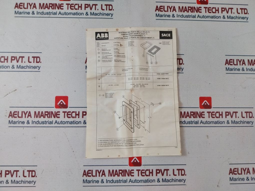 Abb Sace Uxab 169064 R 072 Compartment Door Flange