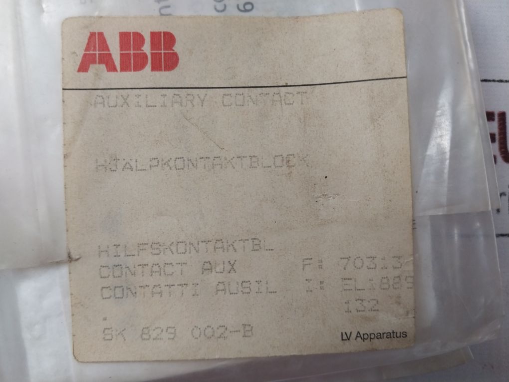 Abb Sk 829 002-b Auxiliary Contact Block 10A 600 V Ac