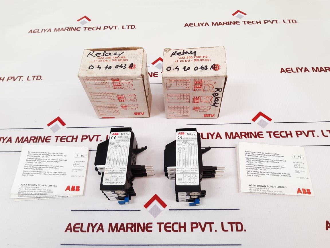 Abb T25 Du Overload Relay 0.4 To 0.63A New

