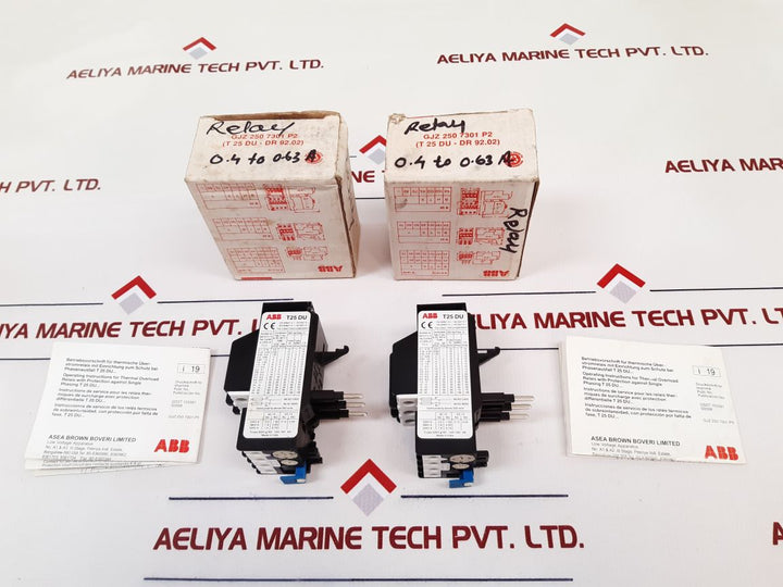 Abb T25 Du Overload Relay 0.4 To 0.63A New
