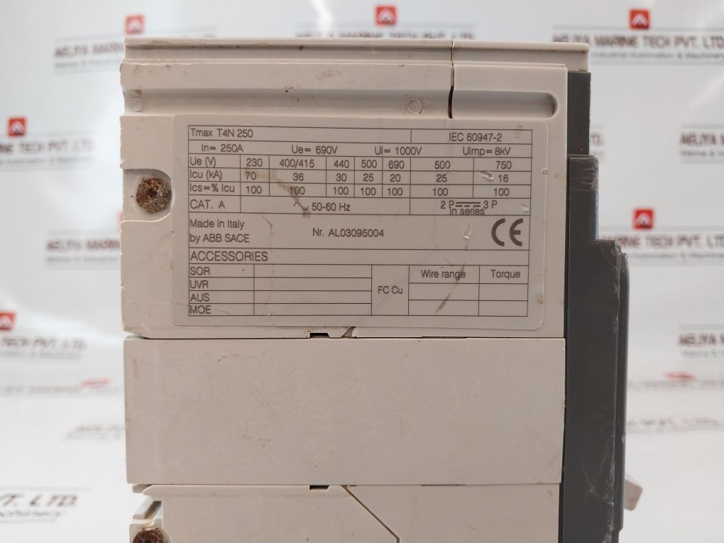 Abb T4N 250 Circuit Breaker Pr221Ds Cat. A