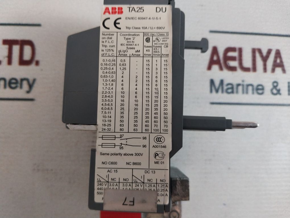 Abb Ta25 Du Relay,Ca5-10 Contactor With Cal5-11 Auxiliary Contact Block Set