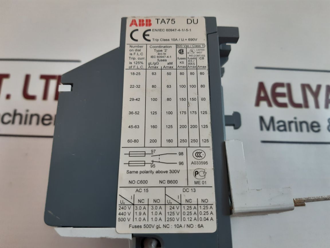 Abb ta75 du thermal overload relay