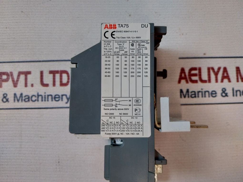 Abb Ta75 Du Thermal Overload Relay