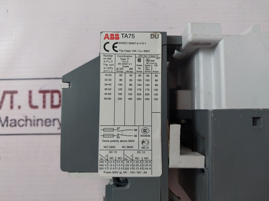 Abb Ta75 Du Thermal Overload Relay 690V Ac