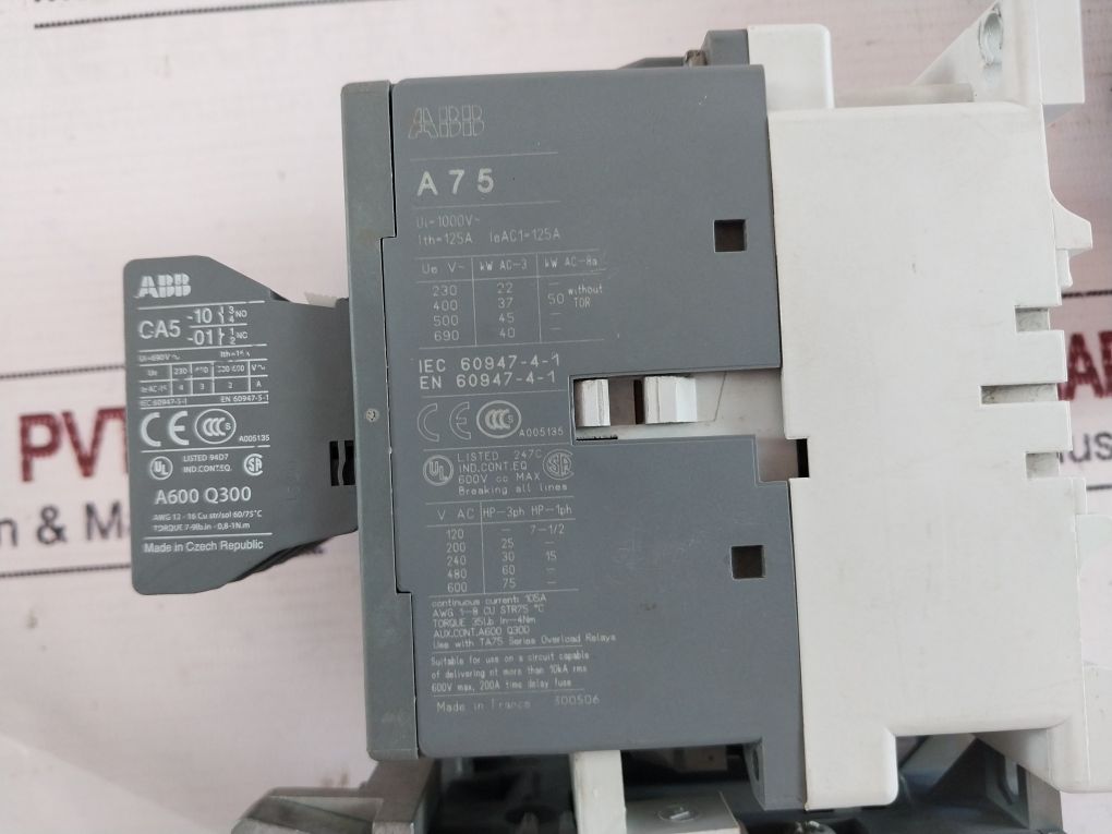 Abb Ta75 Du Thermal Overload Relay Cal5-11B