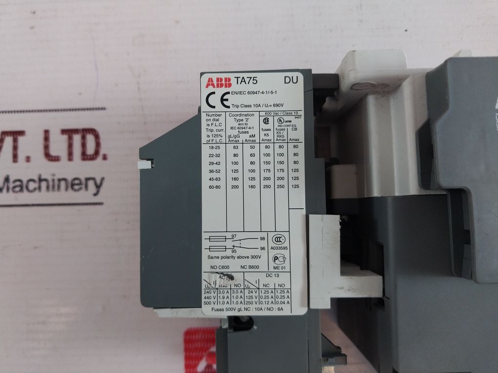 Abb Ta75 Du Thermal Overload Relay Cal5-11B