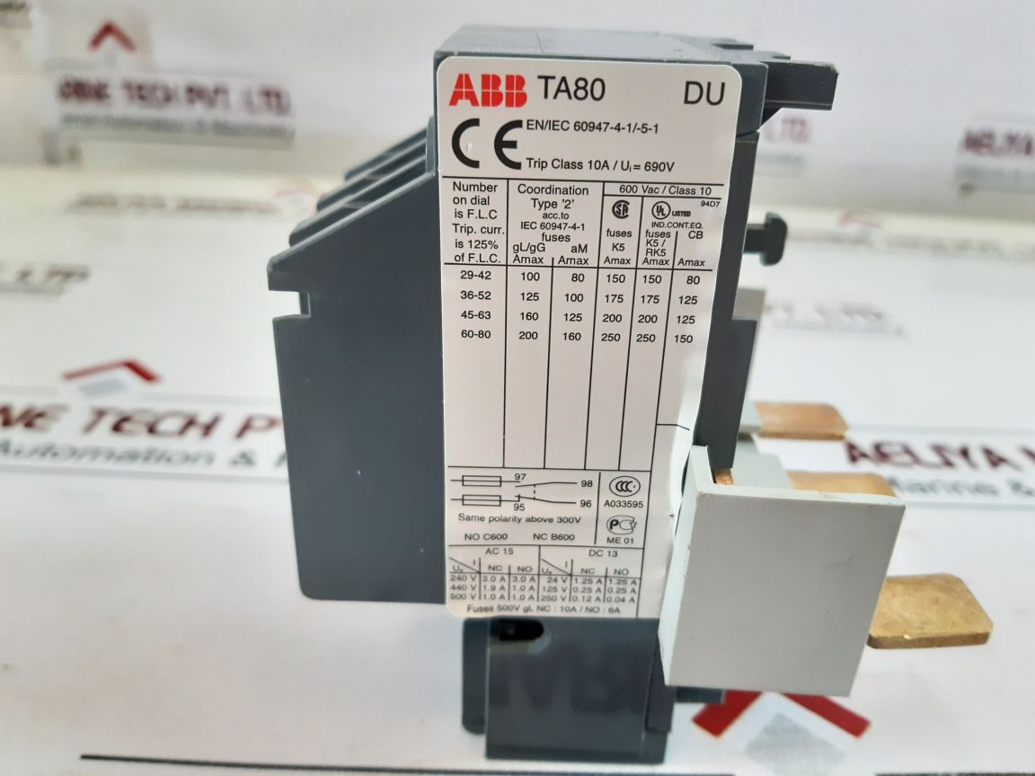 Abb Ta80 Du Thermal Overload Relay