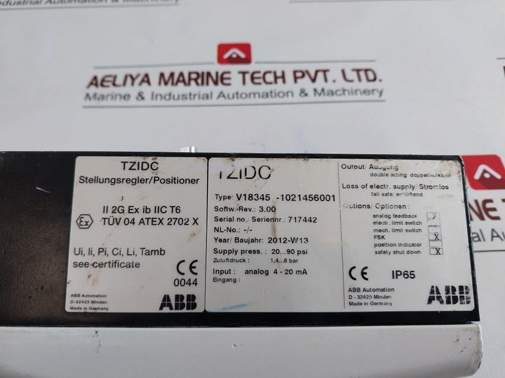 Abb Tzidc Positioner V18345-1021456001