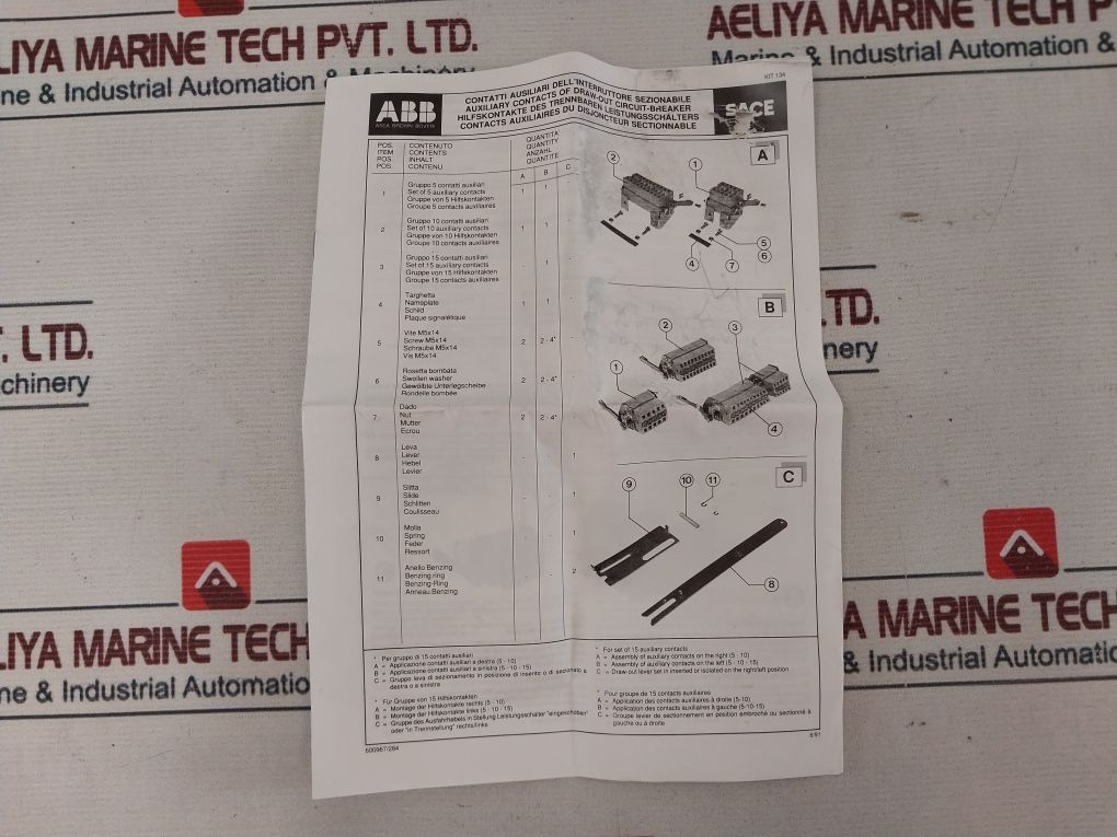 Abb Uxab239260005 Auxiliary Contacts Of Draw-out Circuit-breaker Kit
