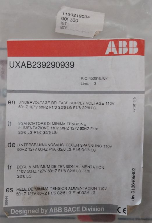 Abb Uxab239290939 Undervoltage Release Supply