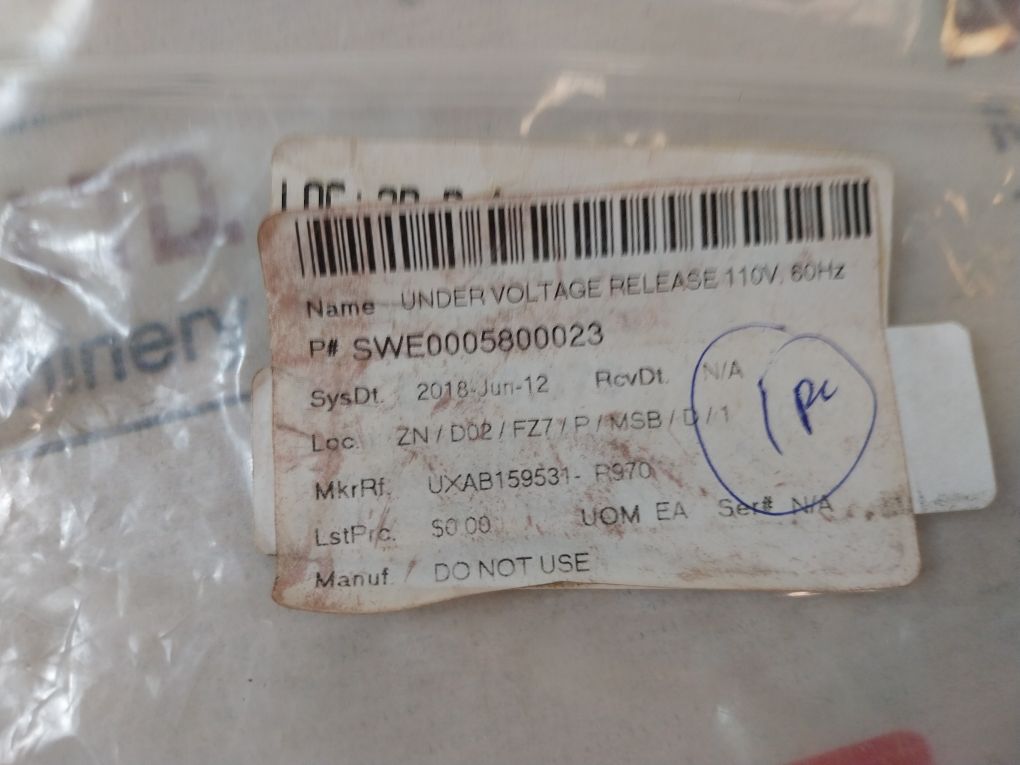Abb Uxab 159531 R 970 Under Voltage Release