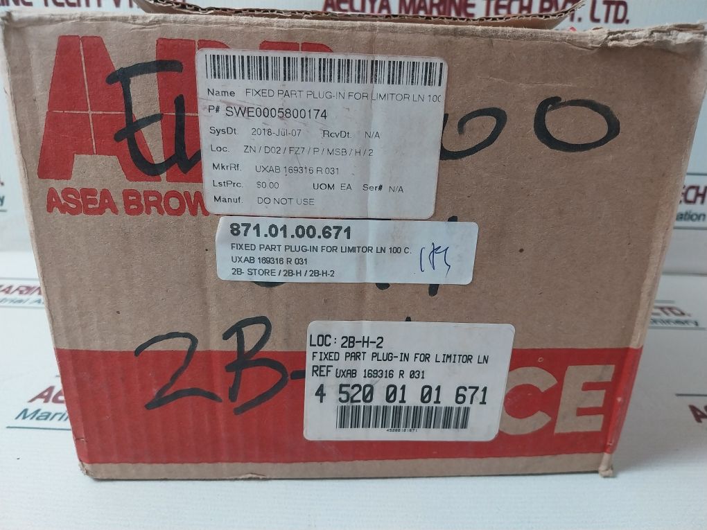 Abb Uxab 169316 R031 Fixed Part For Plug-in Circuit Breaker Swe0005800174