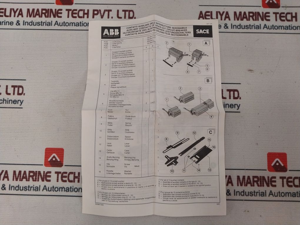 Abb Uxab 239260 R 002 Auxiliary Contacts Of Draw-out Circuit-breaker