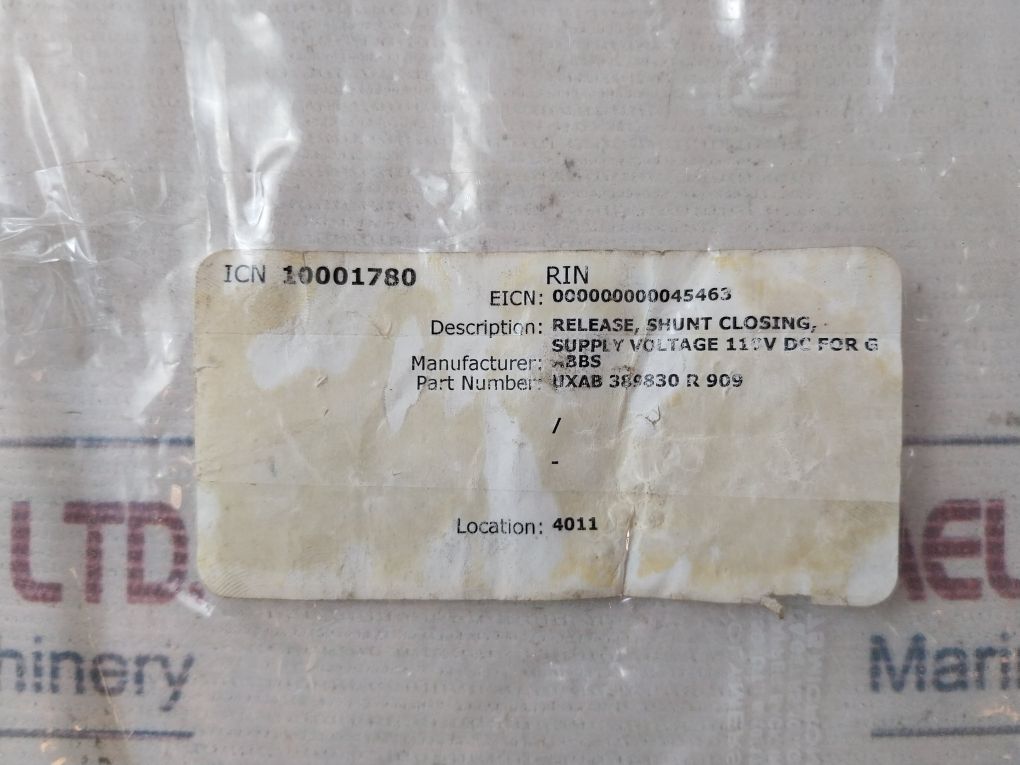 Abb Uxab 389830 R 909 Shunt Closing Release