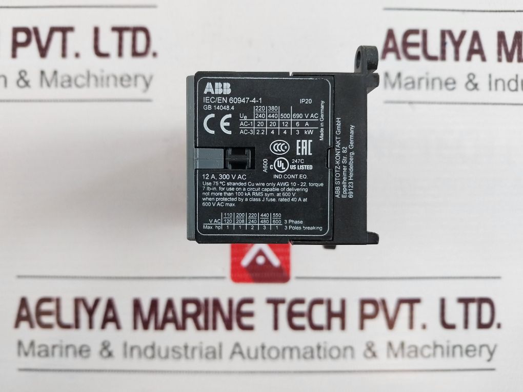 Abb Vb6A-30-10 Contactor 12A, 300V Ac