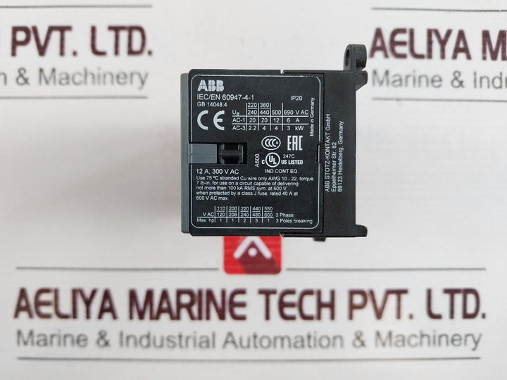 Abb Vb6A-30-10 Contactor 12A, 300V Ac