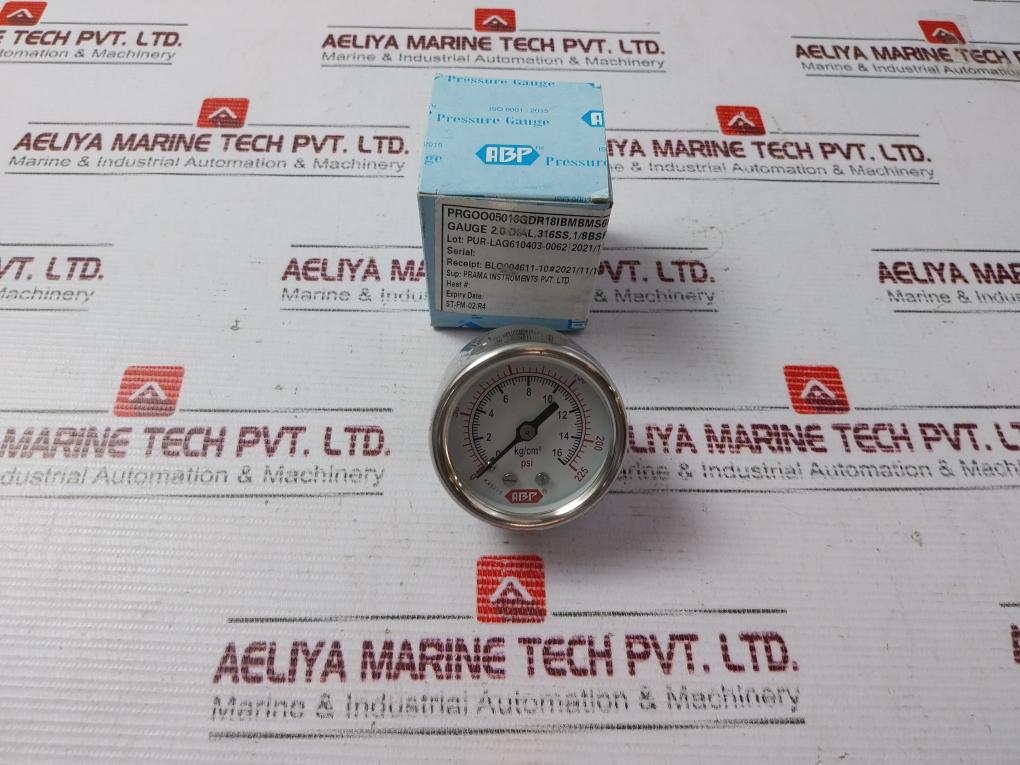 Abp 0-225 Psi Pressure Gauge 0-16 Kg/Cm2