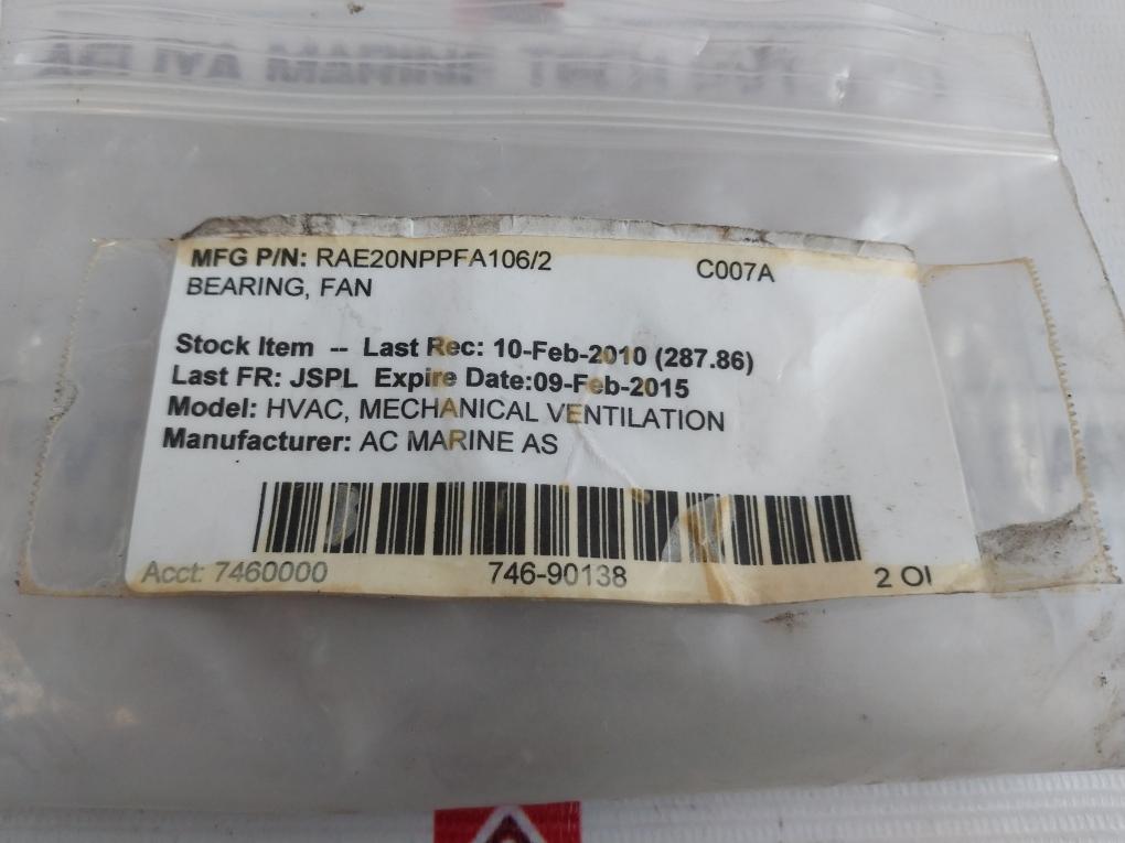 Ac Marine Rae20-npp-fa106/2 Fan Bearing