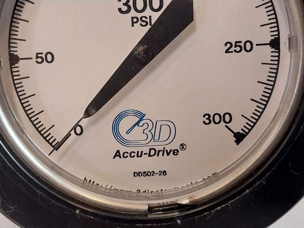 Accu-drive 3D Instruments 25502-26B21Gad Pressure Gauge 0-300 Psi