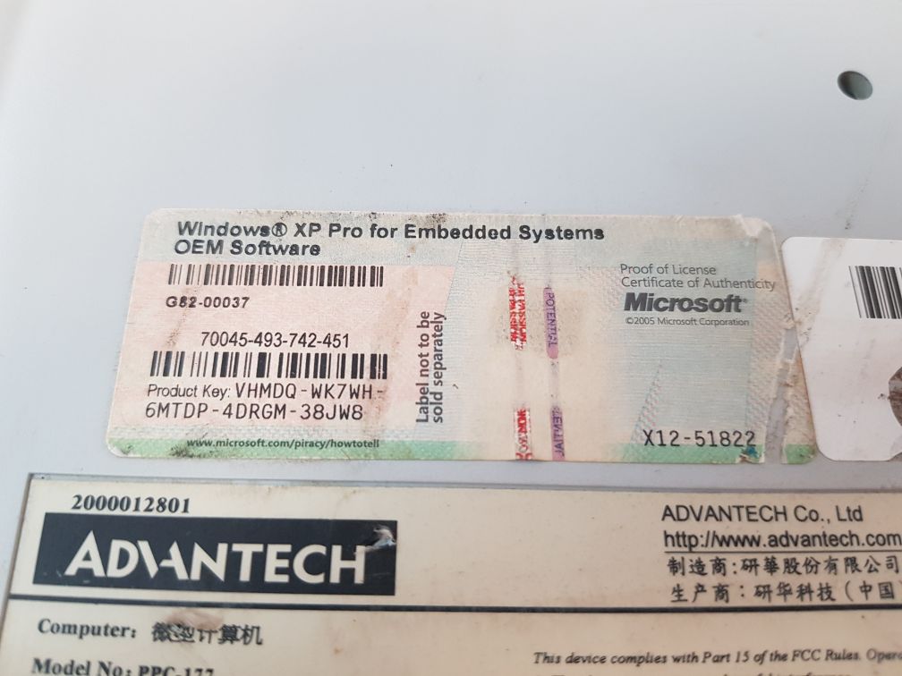 Advantech Ppc-177T-bare-te Operator Touch Panel Ppc-177