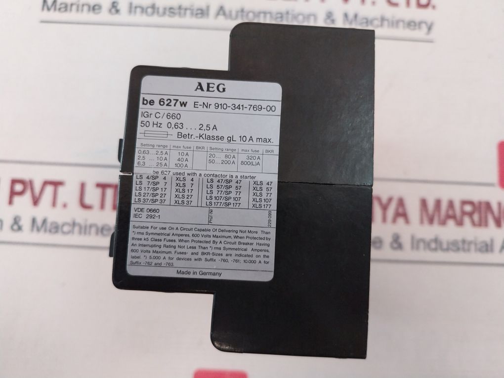 Aeg 910-341-769-00 Thermal Overload Relay 