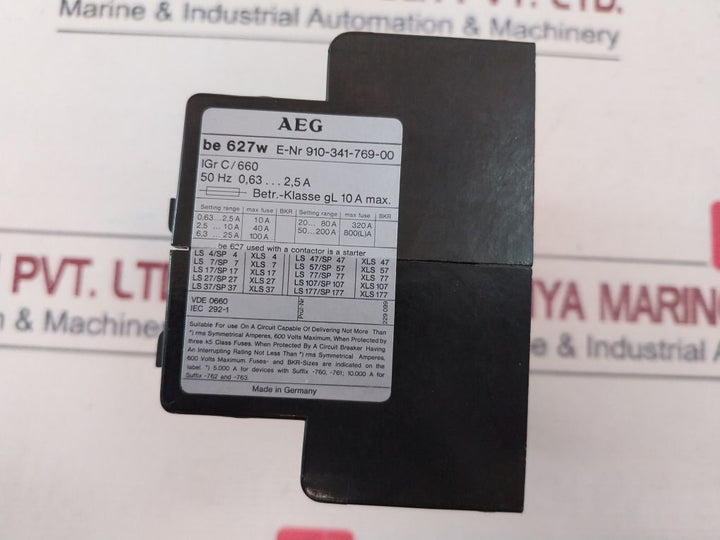 Aeg 910-341-769-00 Thermal Overload Relay 