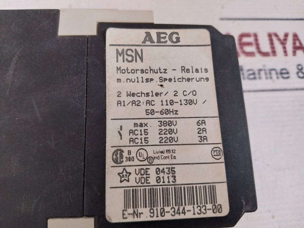 Aeg 910-344-133-00 Motor Protection Relay 110/130V 