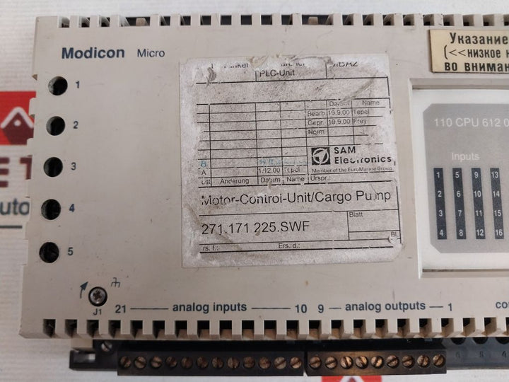 Aeg Modicon 110 Cpu 612 00 Plc Unit