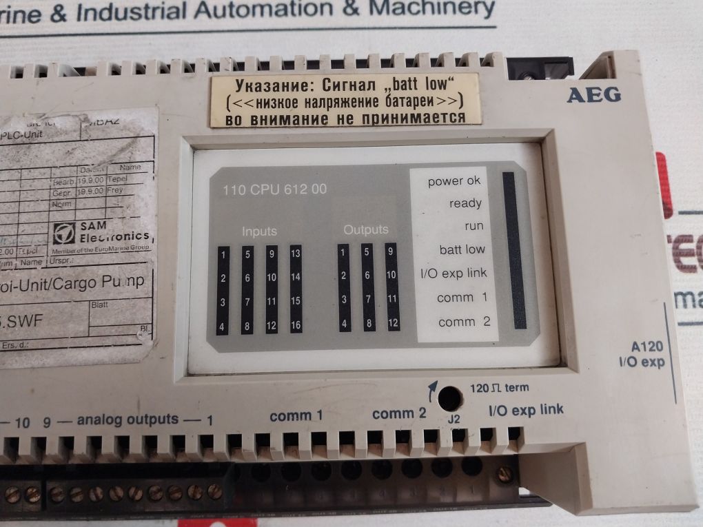 Aeg Modicon 110 Cpu 612 00 Plc Unit