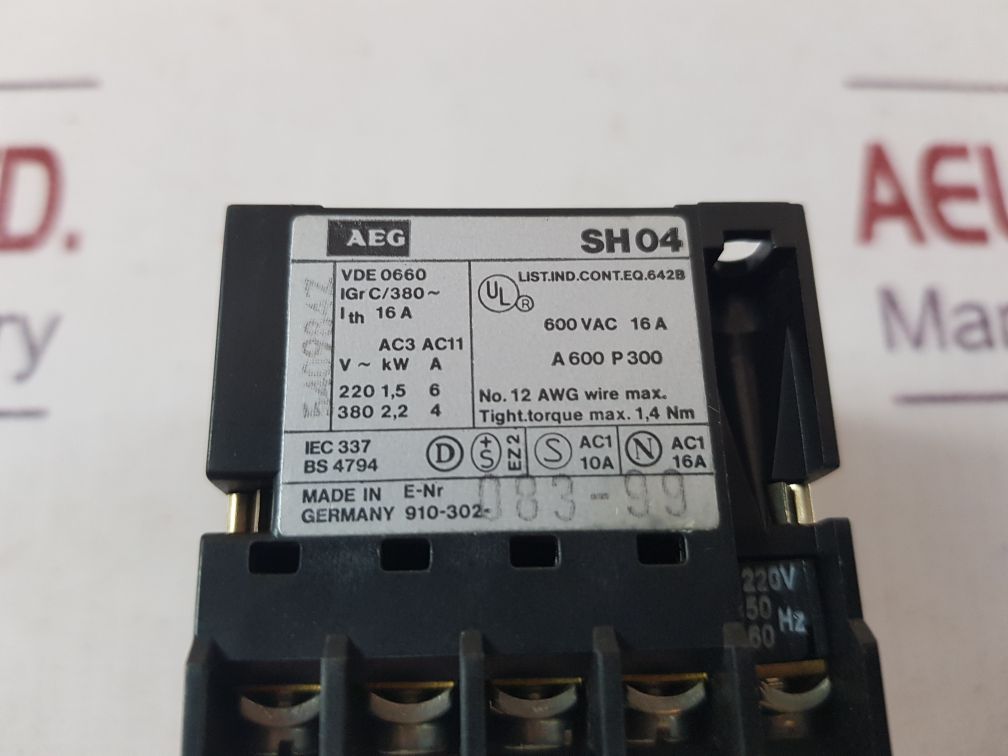 Aeg Sh04 04E Contactor Relay
