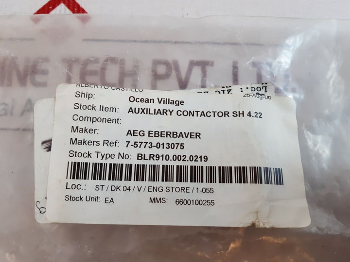 Aeg sh 4 22e auxiliary contactor