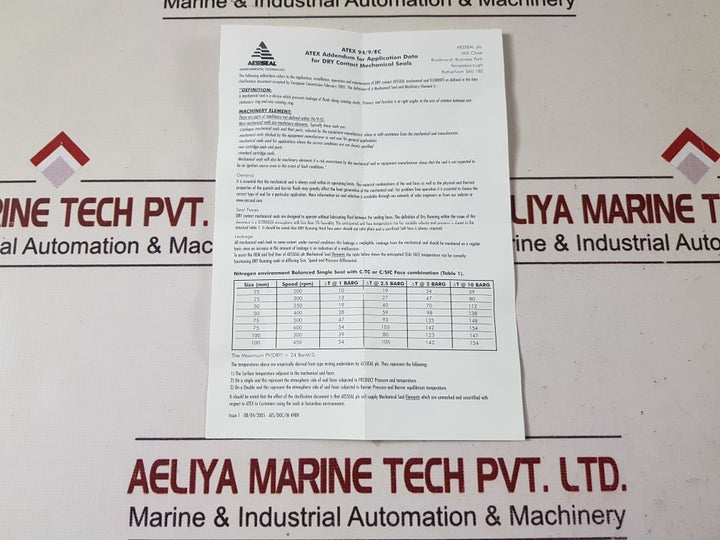 Aesseal 4Aszc0038V01 Mechanical Seal