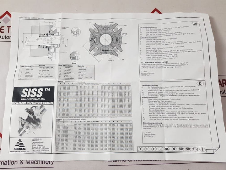 Aesseal 4Aszc0038V01 Mechanical Seal