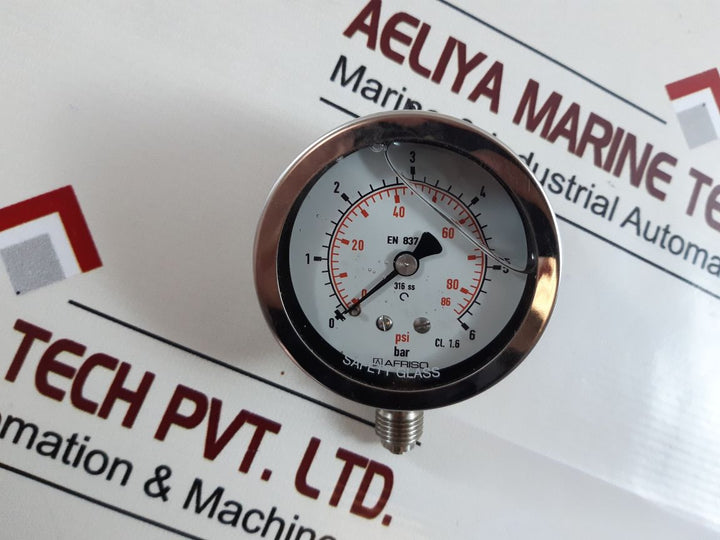 Afriso En 837 Cl.1.6 Pressure Guage 0 To 6 Bar 0 To 86 Psi
