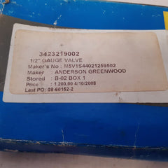 Agco 1/2" Gauge Valve M5Vis-44