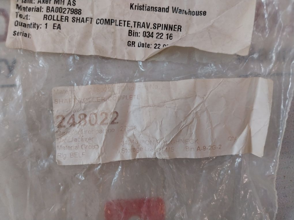 Aker 27988 Roller Shaft Complete